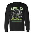 13 Geburtstag Jungenideo Gamer Level 13 Aktiviert Junge Langarmshirts