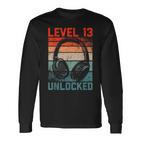 13 Geburtstag Jungenideo Gamer Level 13 Unlocked Jungs Langarmshirts
