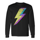 Bunte Retro-Blitz Grafik 70Er 80Er 90Er Jahre Langarmshirts