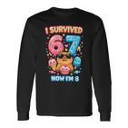 Ich Habe 6 7 Überlebt Jetzt Bin Ich 8 Kawaii Capybara Ice Cream Birthday Langarmshirts
