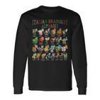 Lustige Italienische Gehirnrot-Figuren Alphabet Meme Brainrot Langarmshirts