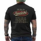 Ich Bin Ein Nowicki Ich Höre Nicht AufWenn Ich Müde Bin Ich Höre Auf Nowicki Name Heren T-shirt met print op de achterkant