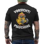 Vorsicht Maschine Küken Bodybuilding Gym Fitness T-Shirt mit Rückendruck