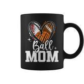 Ball Mom Baseball Football Basketball Heart Coffee Mug