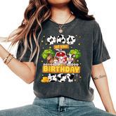 Dad And Mom Of The Birthday Boy Farm Family Matching Party Women's Oversized Comfort T-Shirt