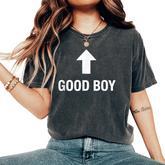 Good Boy Arrow Mom Saying For Boys Dog Lover Humor Women's Oversized Comfort T-Shirt