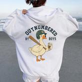 Outnumbered By Boys Goose Boy Mom Life Meme Women Oversized Hoodie Back Print