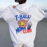 Vintage Tball Mom Softball T-Ball Mama Mom Life Women Oversized Hoodie Back Print