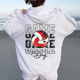 Volleyball Game Day Girls Volleyball Mom Red & Black Women Oversized Hoodie Back Print