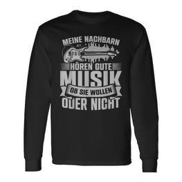 Meine Nachbarn Hören Gute Musik Instrument E-Gitarre Langarmshirts - Seseable
