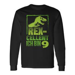 T-Rex Dino Desin Für Einen Dino Geburtstag 9 Jahre Langarmshirts - Seseable