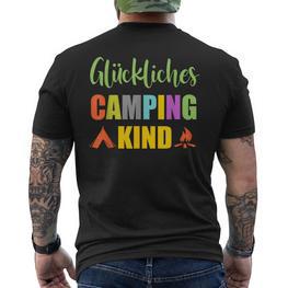 Glückliches Camping Kind Camper Caravan Zelt Kinder Camping T-Shirt mit Rückendruck - Seseable