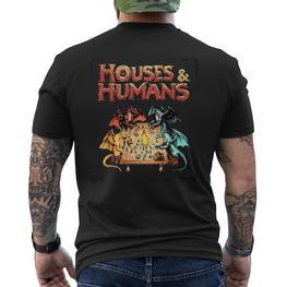 Häuser Und Menschenintage Retro 90Er Jahre Witz Gaming D20 T-Shirt mit Rückendruck - Seseable