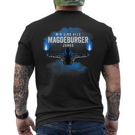 Magdeburger Jungs Fussball Magdeburg Pyro Bengalo T-Shirt mit Rückendruck - Seseable