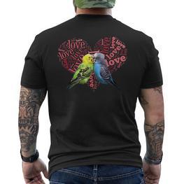 Sittiche Papagei Love Herz T-Shirt mit Rückendruck - Seseable