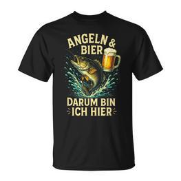 Angeln & Bier Darum Bin Ich Hier Angeln Bier T-Shirt - Seseable