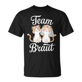 Team Braut Lustiges Katzen Jga Hochzeit T-Shirt - Seseable