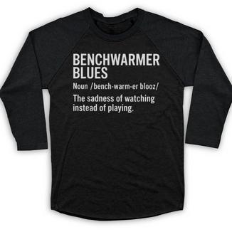 Sport Definition Baseball Soccer Benchwarmer Blues Baseball Raglan Shirt - Sportilla