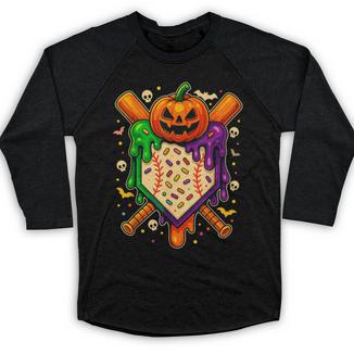 Baseball Drip Ice Cream Drip Halloween Baseball Lovers Baseball Raglan Shirt - Sportilla
