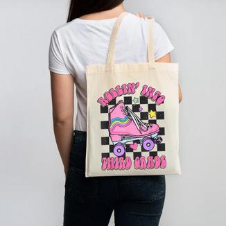 Kids Back To School Skating Rollin Into Third 3rd Grade Canvas Tote Bag - Savourry