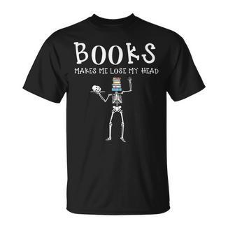 Halloween Literacy Teacher Books Skeleton Librarian Reading For Men Women Kids T-Shirt - Bookorys AU