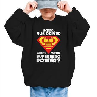 School Bus Driver Superhero Back To School Graphic Kid Sweatshirt - Savourry