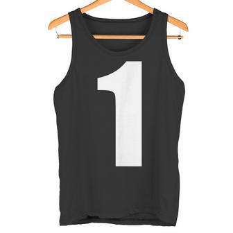 1 数字 シンプル 番号 ユニフォーム ナンバー 大きな文字【ホワイト／白 文字】スポーツ 野球 サッカー 部活 タンクトップ - Kawaiitshirt