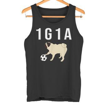 1G1a Pug くるりん尻尾のパグ おもしろ タンクトップ - Kawaiitshirt