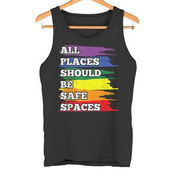 All Placeshould Beafepaces ゲイプライド 同盟国 Lgbtq Month タンクトップ - Kawaiitshirt