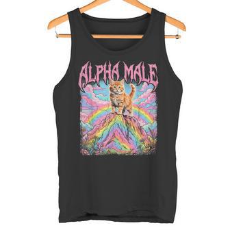 Alpha Male Kätzchen Lustige Katze Regenbogen Blumen Tank Top - Seseable