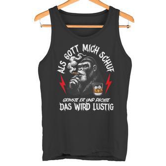 Als Gott Michchuf Grinste Er Und Dachte Lustiger Affe Tank Top - Seseable