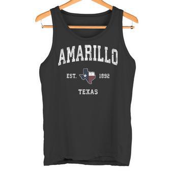 Amarillo Texas Tx ビンテージ州旗スポーツデザイン タンクトップ - Kawaiitshirt