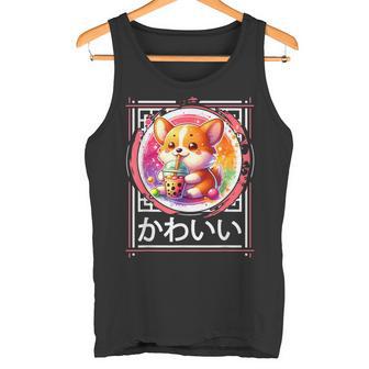 Anime Corgi Dog Boba Tea Et Manga Japonais Kawaii Corgi Dog Débardeur e - Cadeauxyz