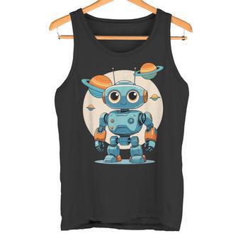 Astronauta Robot Kawaii Con Planetas Para Niños Camiseta sin mangas - Regaloses