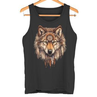 Bijoux Indiens Loup Avec Ésotérique Motif Loup Débardeur e - Cadeauxyz