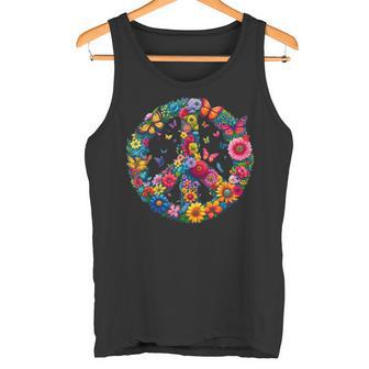 Blumiges Friedenszeichen Buntechmetterlinge Harmonie Liebe Natur Tank Top - Geschenkecke