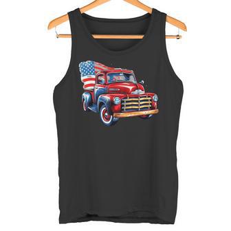Camion Rouge Avec Drapeau Américain Heureux 4 Juillet Débardeur e - Cadeauxyz