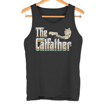 The Catfather 面白い猫 お父さん 父の日 ビンテージ 猫 父親 タンクトップ - Kawaiitshirt