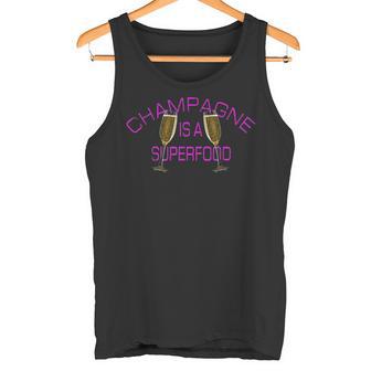 Champagne Is Auperfood シャンパンはスーパーフード ワインパーティー好きにはたまらない タンクトップ - Kawaiitshirt