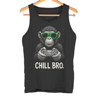 Chill Bro Cooler Affe Mitonnenbrille Gamer Geschenk Lustig Tank Top - Seseable