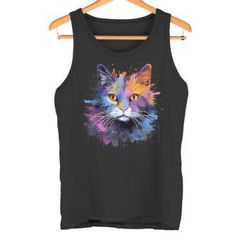 Colorido Arte Dealpicaduras De Cara De Gato Laperm Camiseta sin mangas - Regaloses