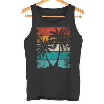 Coolerommerurlaub Retro-Sonnenuntergang Palme Tank Top - Seseable