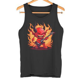 Costume De Diable Brûlant À Bascule Avec Guitare Cool Et Flammes Débardeur e - Cadeauxyz
