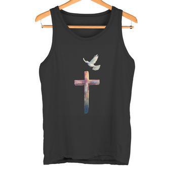 Croix Chrétienne Avec Colombe Religieux Débardeur e - Cadeauxyz