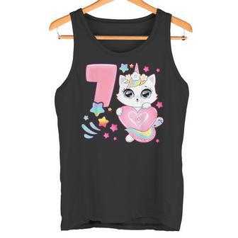 Cumpleaños Niña 7 Años Gato Unicornio 7 Cumpleaños Camiseta sin mangas - Regaloses