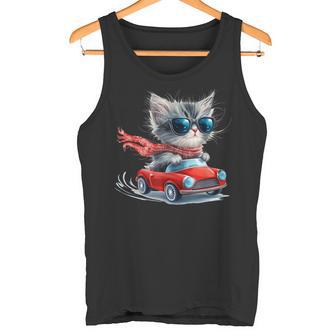 Diseño De Amante De Los Gatos Lindo Gato Conduciendo Un Camiseta sin mangas - Regaloses