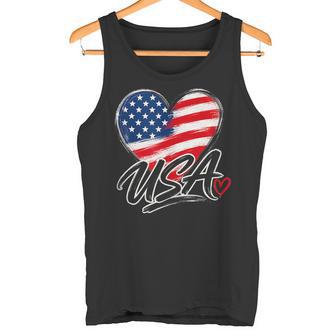 Diseño Patriótico De La Bandera Estadounidense Usa Heart Y2ktreetwear In Mangas Camiseta sin mangas - Regaloses