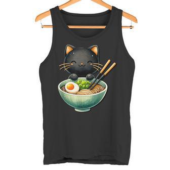 Divertida Con Estampado De Ramen De Gato Japonés Anime Kawaii Gato Camiseta sin mangas - Regaloses