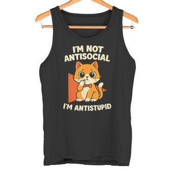 Divertido Gato – I'm Not Antisocial I'm Antistupid Camiseta sin mangas - Regaloses