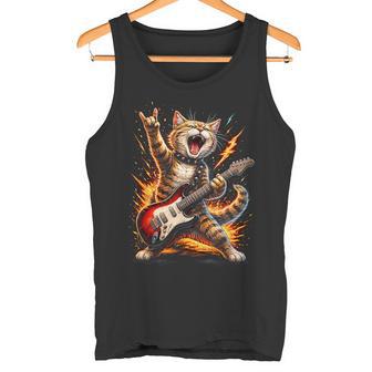 Divertido Gato Tocando La Guitarra Rock And Roll Music Lover Camiseta sin mangas - Regaloses